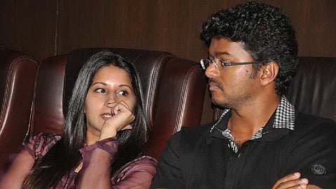 File Photo | Actor-politician Vijay and his wife Sangeetha Sornalingam