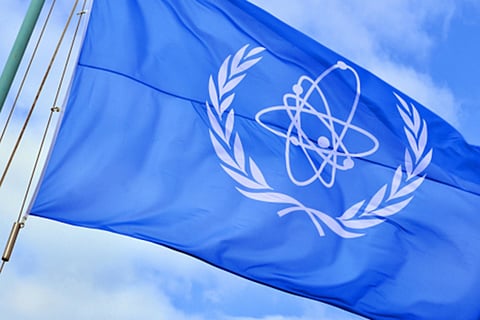 The flag of the International Atomic Energy Agency.