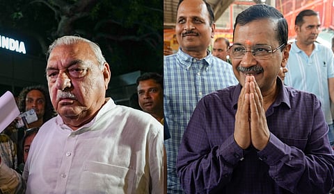 Former HAryana Chief Minister Bhupinder Singh Hooda and Aam Aadmi Party supremo Arvind Kejriwal.