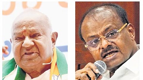 M HD Deve Gowda and Union Minister HD Kumaraswamy