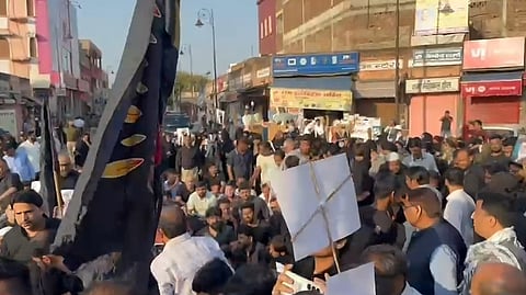 Protest by Shia Community at Jaipur against the killing of Iran Supreme Leader on Sunday evening.
