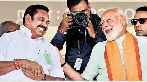 PM Modi with AIADMK chief Edappadi K Palaniswami on Sunday