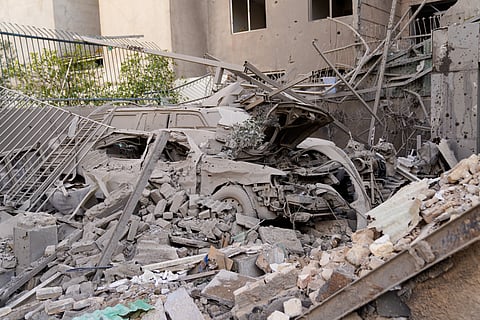 Ruins remain in the aftermath of an Israeli-U.S. strike in Tehran, Iran, Saturday, Feb. 28, 2026.