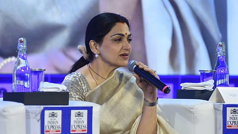 Actor/ Politician Kushboo Sundar addressing the ThinkEdu Conclave in Chennai on Monday, March 2, 2026.
