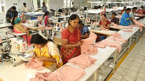 Workers at a garment factory in Tiruppur district, Tamil Nadu.