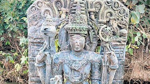 A sculpture of Lord Vishnu