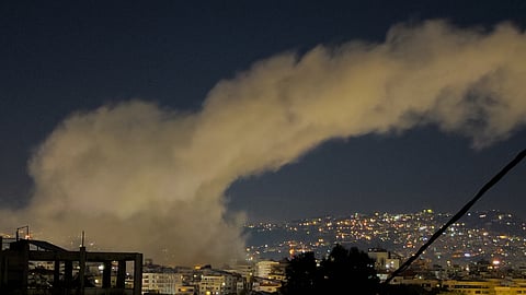 Smoke rise from Israeli airstrikes on Dahiyeh in the southern suburb of Beirut, early Monday, March 2, 2026.