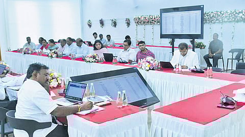 CM Nara Chandrababu Naidu holds a review meeting with officials on RTGS and Public Positive Perceptions at his camp office on Monday