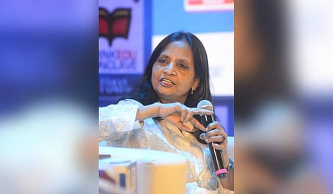 Additional chief secretary (Environment, Climate Change and Forests) Supriya Sahu speaking at a panel discussion at the Thinkedu conclave.