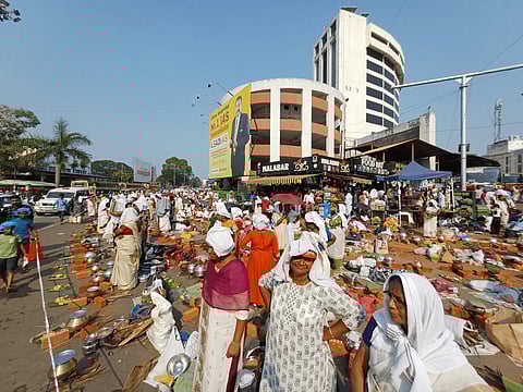 Devotees throng Thampanoor in Thiruvananthapuram offering Attukal Pongala on Tuesday, March 3. 2026.