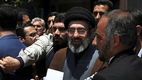 Mojtaba, son of former Iranian Supreme Leader Ayatollah Ali Khamenei, center, attends the annual Quds, or Jerusalem Day rally in Tehran, Iran, on May 31, 2019.