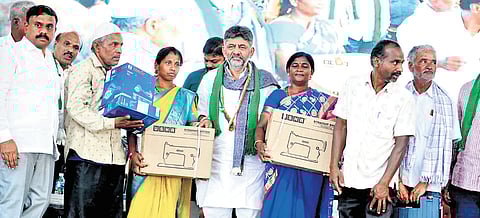 DCM DK Shivakumar attends the foundation stone laying ceremony of the YG Gudda lift irrigation project in Magadi on Wednesday