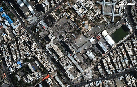 This satellite image provided by Vantor shows the Islamic Revolutionary Court after airstrikes in Tehran, Iran, Tuesday, March 3, 2026.