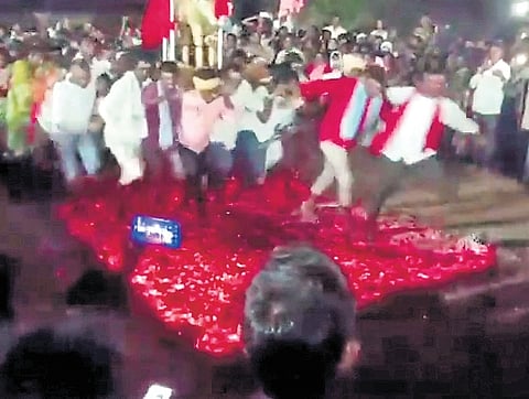 Seven devotees injured after falling into fire pit during temple jatara in Nalgonda