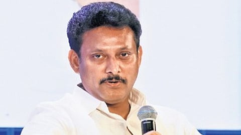 TN Minister Anbil Mahesh Poyyamozhi speaking during Tuesday’s session.