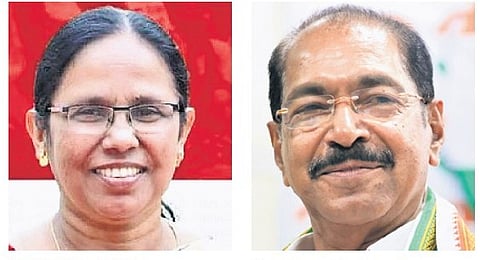 K K Shailaja and Sunny Joseph