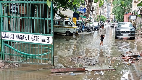 Waterlogging in Delhi's Lajpat Nagar area.