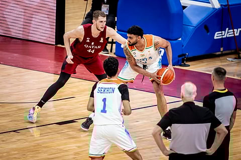 Indian basketball team in action against Qatar
