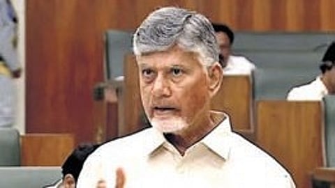 CM Chandrababu during the assembly session on Wednesday.