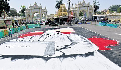 A mural celebrates CM Siddaramaiah’s historic 17th budget to be presented on Friday, in Mysuru on Thursday
