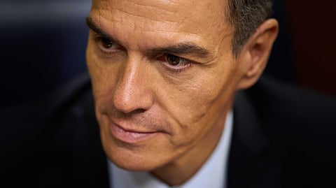 FILE - Spanish Prime Minister Pedro Sanchez attends a session of parliament in Madrid, Wednesday, July 9, 2025