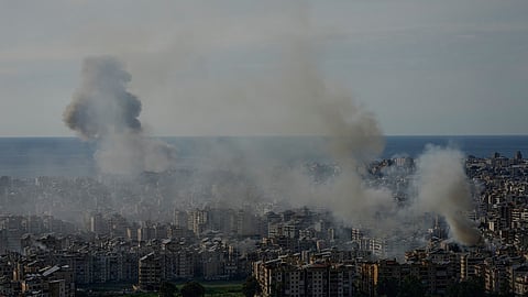Smoke rise following Israeli airstrikes in Iran.