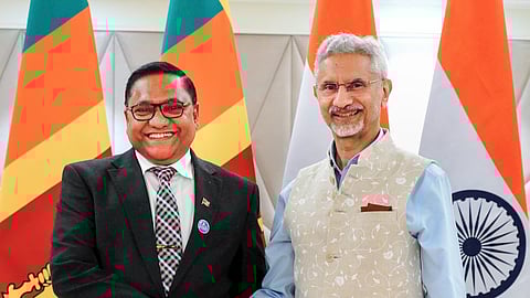 External Affairs Minister S Jaishankar with Sri Lanka Minister of Foreign Affairs Vijitha Herath during a meeting in New Delhi, on Friday, March 6, 2026.