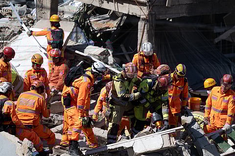 Minas Gerais' firefighters work at a collapsed nursing home in Belo Horizonte, Minas Gerais State, Brazil on March 5, 2026.