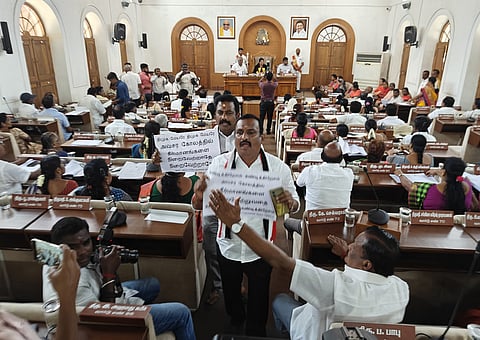 Tensions flared at the Coimbatore City Municipal Corporation's (CCMC) urgent council meeting on Friday