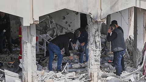 Smoke rise following Israeli airstrikes in Dahiyeh, Beirut's southern suburbs, Lebanon, Friday, March 6, 2026.