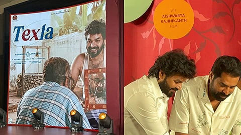 Jai and Suraj Venjaramoodu at the pooja ceremony of Texla