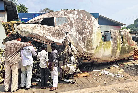 The remains of the Air India Express aircraft are being dismantled at a scrap yard near Pattambi in Palakkad.