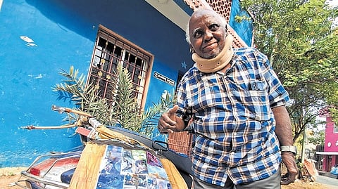 BK Galaiah has been travelling across Chennai to dress wounds at a very low cost.