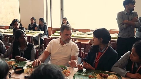 Congress leader Rahul Gandhi interacts with the students in Kerala.