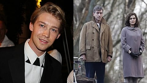 (L) Joe Alwyn; (R) Matthew Macfadyen and Rachel Weisz on the sets of Seance on a Wet Afternoon