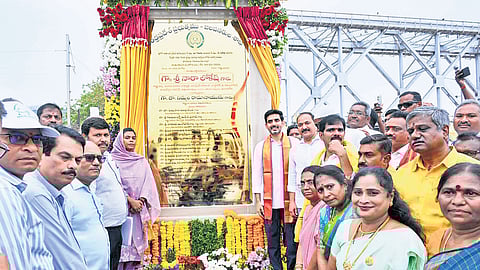 HRD Minister Nara Lokesh laid the foundation for a retaining wall at Seethanagaram Mahanadu, Tadepalli, fulfilling a decades-long local dream.