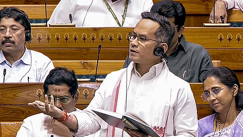 Congress MP Gaurav Gogoi speaks in the House during the second part of Budget session of Parliament, in New Delhi, Tuesday, March 10, 2026.