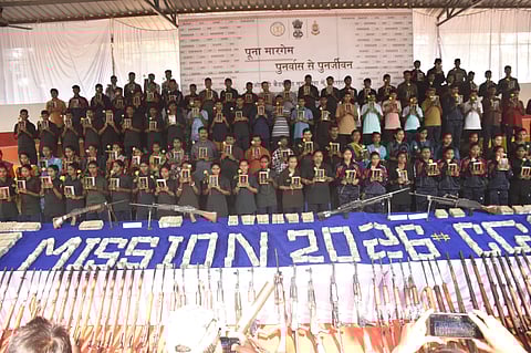 A total of 108 Maoists, including 44 women cadres associated with the Dandakaranya Special Zonal Committee (DKSZC), surrendered before high-ranking officials at Jagdalpur