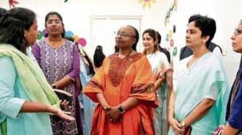 ALEAP functionaries, senior state officials and other dignitaries at the inauguration ceremony of the UNDP-supported ALEAP Aarohi Childcare Centre in Hyderabad.