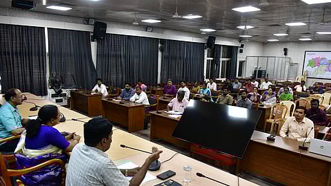 Vellore Collector VR Subbulaxmi chairing the consultative meet.