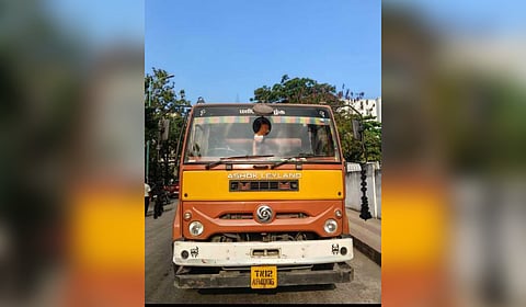 The truck involved in the acciden.