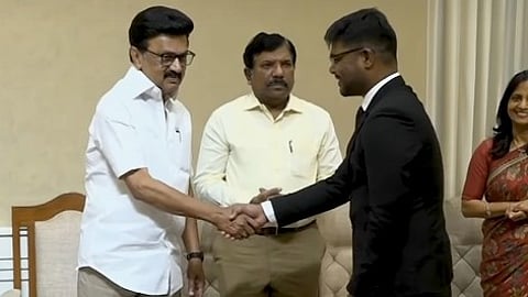 N Venkatesh Prabhu receiving the DFO Award from Chief Minister MK Stalin on Tuesday March 10, 2026.