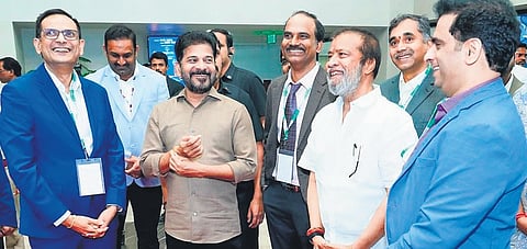 Chief Minister A Revanth Reddy at the inauguration of Medicover Hospital at Kokapet.