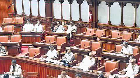 Legislative Council session in progress in Vidhana Soudha on Wednesday.