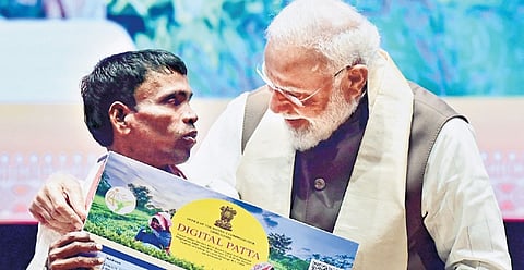 PM Narendra Modi during the launch of development works in Guwahati.