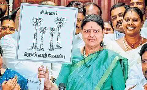 VK Sasikala said AIPMMK candidates will contest under the ‘Coconut Grove’ symbol across Tamil Nadu and Puducherry.