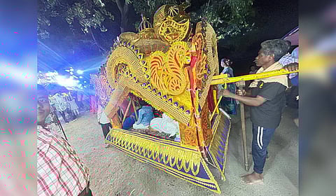 A groom riding the palanquin in Kendrapara district.