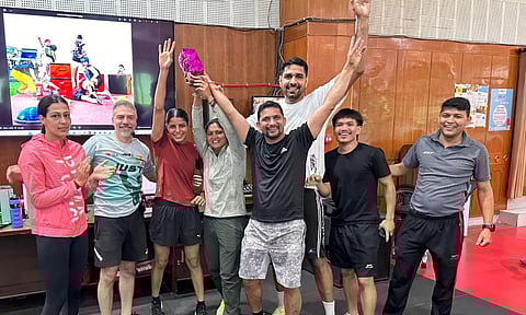 India boxers after team-building photo contest which was conducted recently during the national camp