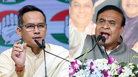 Assam Congress President Gaurav Gogoi (L) and Assam Chief Minister Himanta Biswa Sarma.