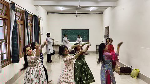 Shovana Narayan guiding the troupe during rehearsals